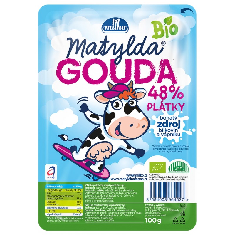 Ser gouda w plastrach 48% tł. BIO 100 g