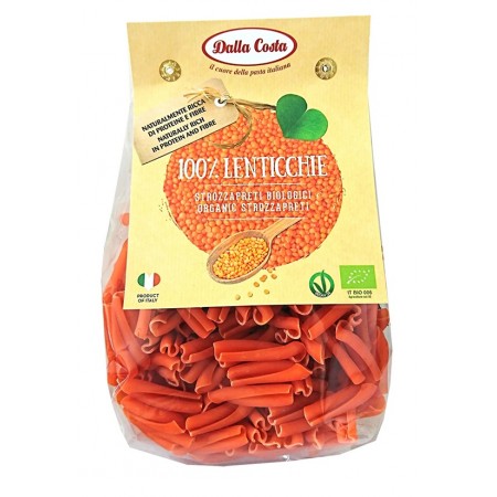 MAKARON (Z CZERWONEJ SOCZEWICY) STROZZAPRETI BEZGLUTENOWY BIO 250 g - DALLA COSTA