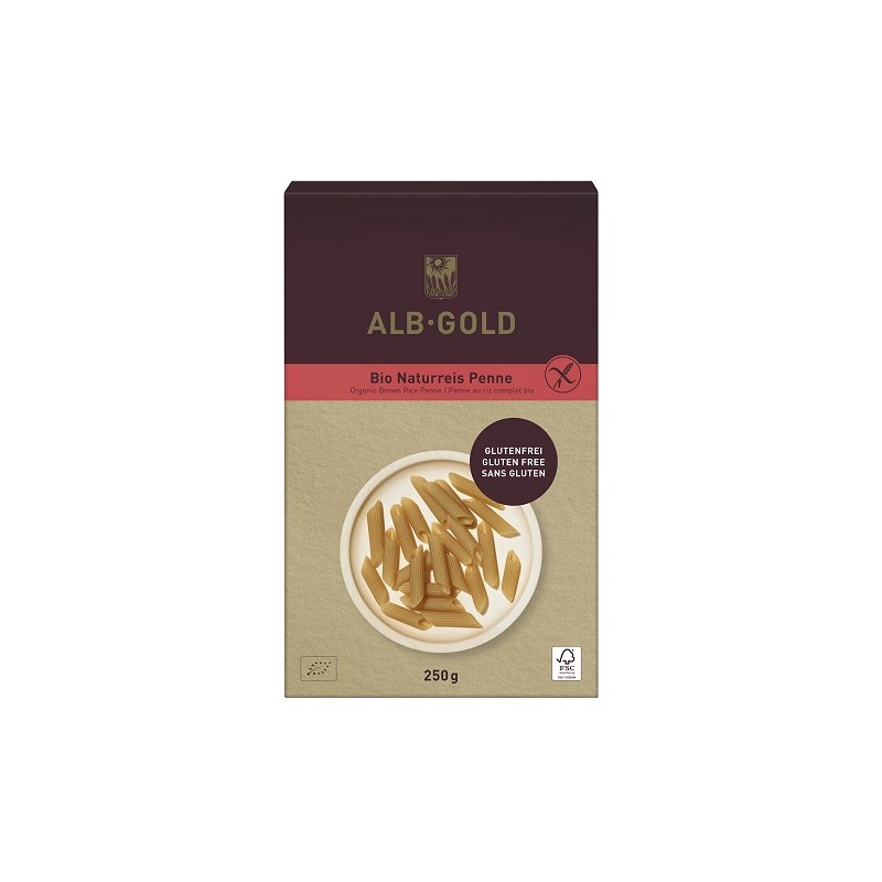MAKARON (RYŻOWY RAZOWY) PENNE BEZGLUTENOWY BIO 250 g - ALB GOLD