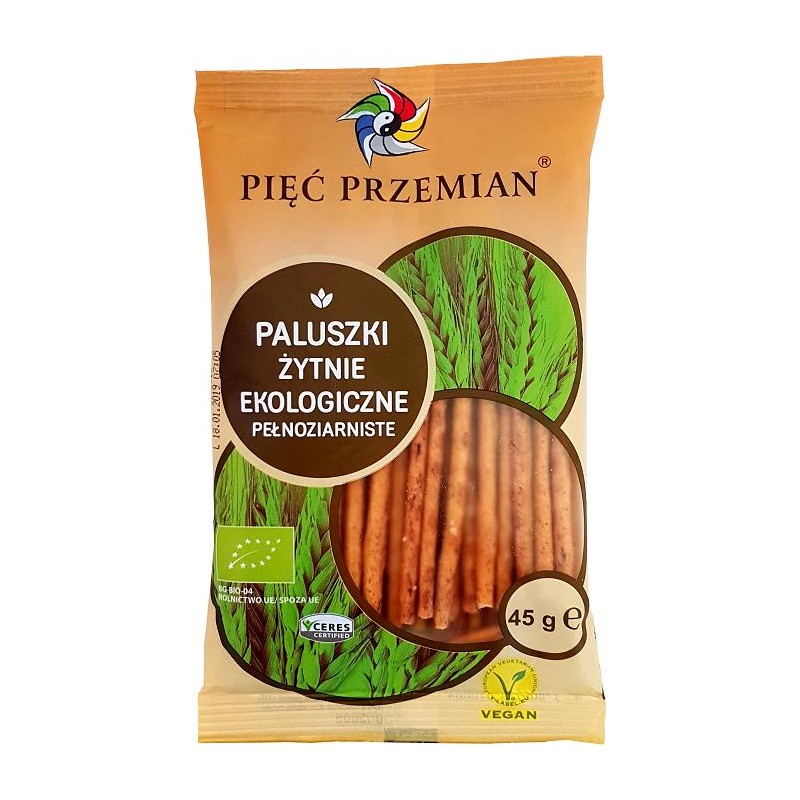 PALUSZKI ŻYTNIE PEŁNOZIARNISTE BIO 45 g - PIĘĆ PRZEMIAN