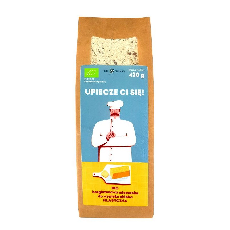 MIESZANKA DO WYPIEKU CHLEBA KLASYCZNA BEZGLUTENOWA BIO 420 g - PIĘĆ PRZEMIAN
